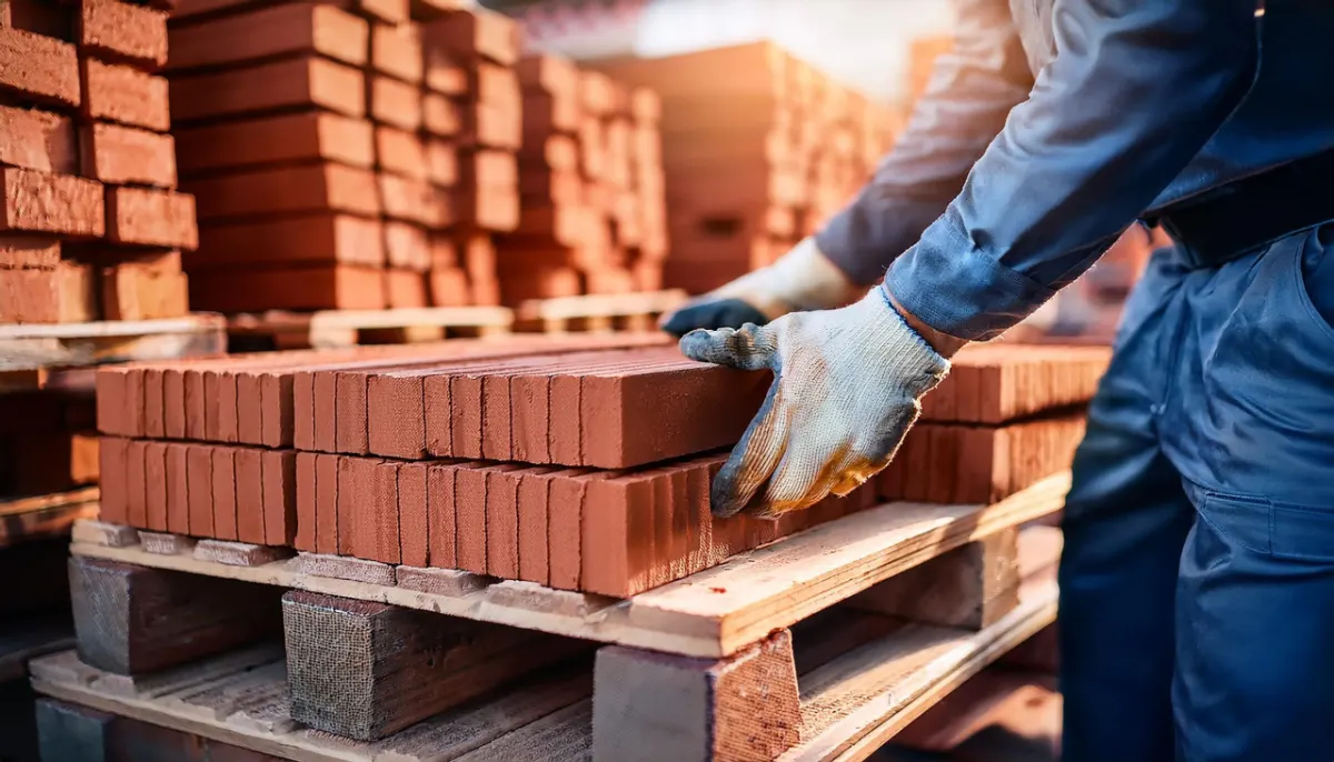 Bricklayer laying bricks