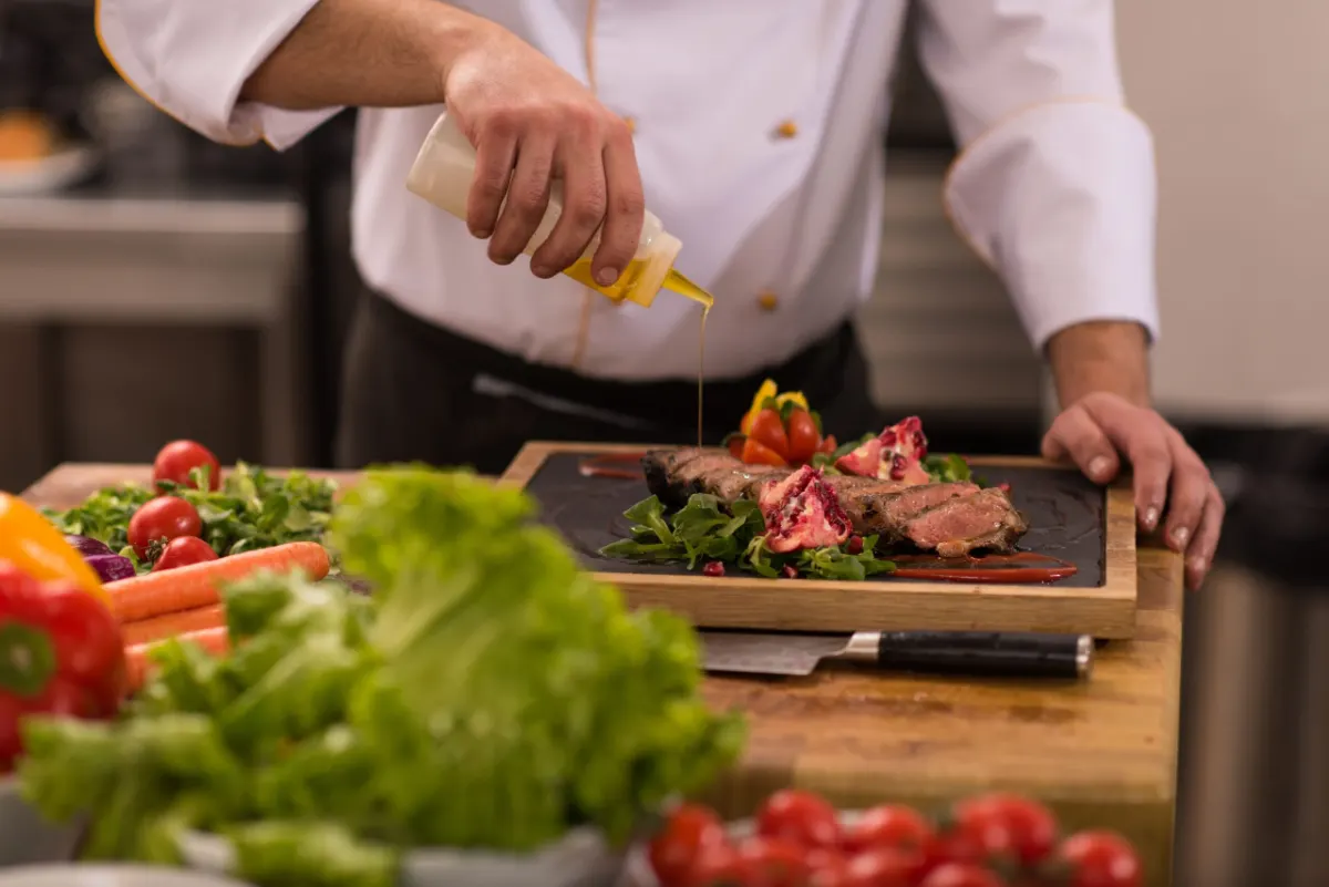 Chef plating a dish