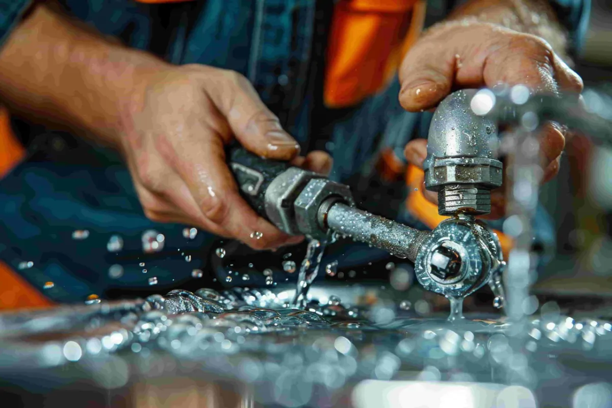 Plumber fitting a pipe